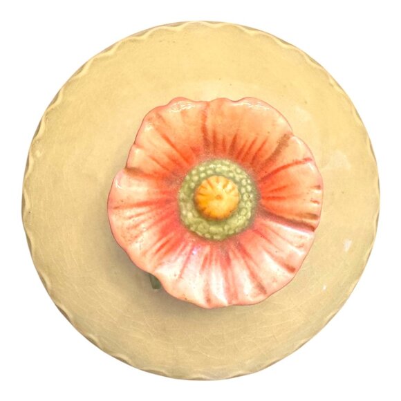 Michel & Company Ceramic Canister With Lid Floral Design Embossed Details 6.5" - Picture 2 of 8